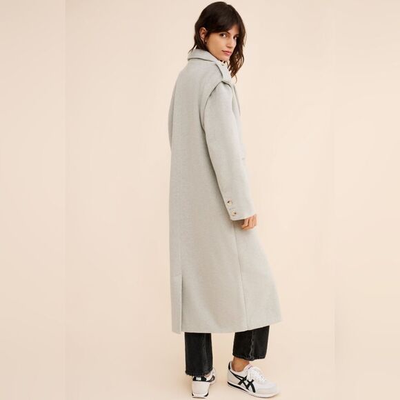 4th + Reckless Seana Boxy Long Line Oversize Menswear Inspired Trench Coat Tan M - Picture 2 of 12